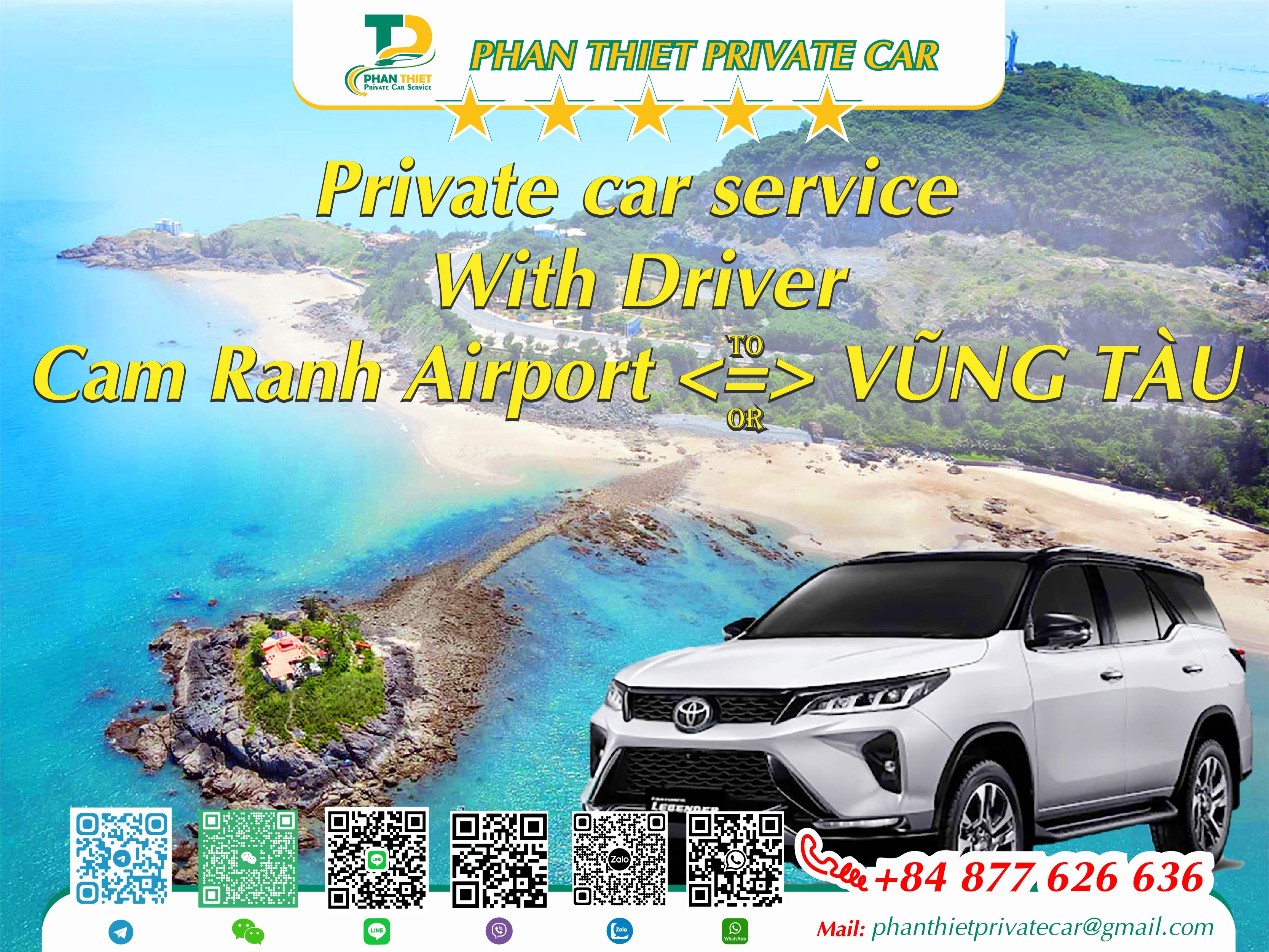 Car rental Cam Ranh <=> Vung Tau (private car with driver)